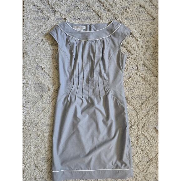 Vintage‎ Maggy London Dress Sz 4p Midi Gray Women's Slimming Sheath Zipper - Picture 2 of 7